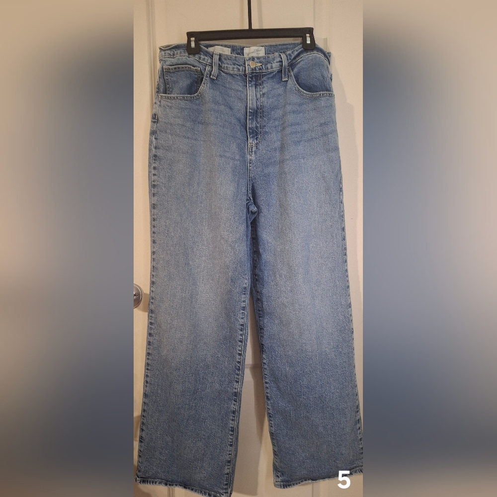 Universal Thread High Rise Wide Leg Classic Blue Women's Jeans Sz 14 Boho SkuM